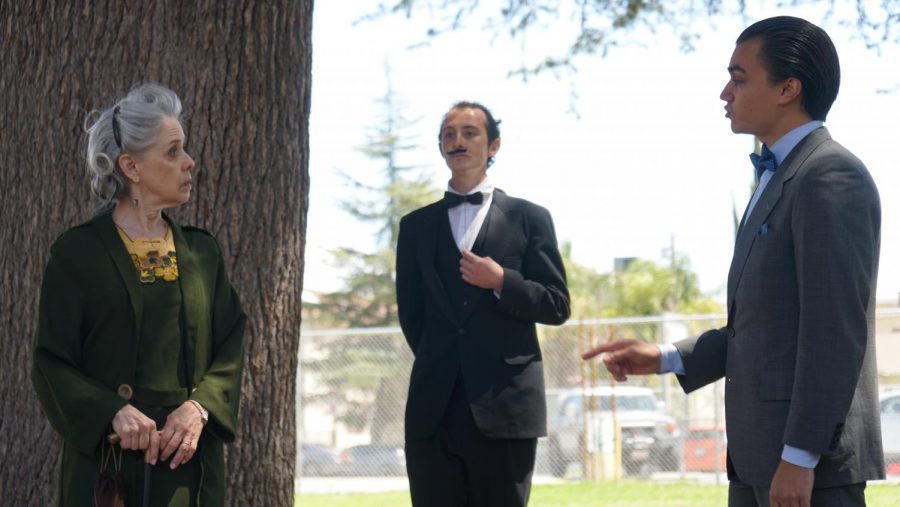 Left to Right: Mannette Antill, Henry Carbeck and Pascal Gercourt of Dean Theatre Productions perform the play "The Importance of Being Earnest."